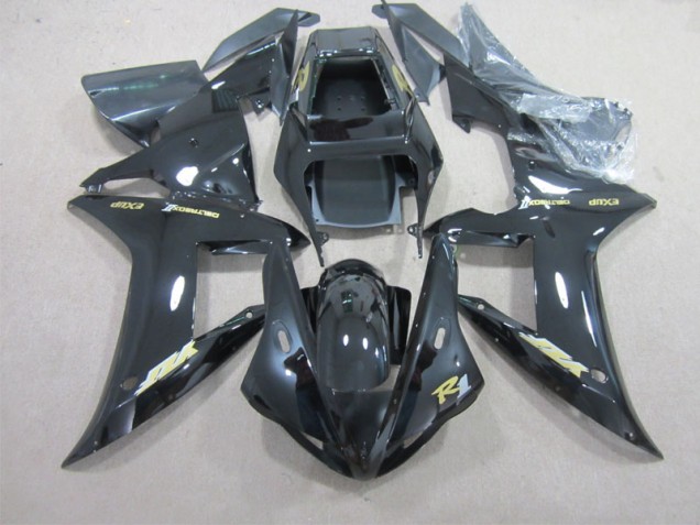 2002-2003 Black with Gold Decal Yamaha YZF R1 Motorbike Fairing UK Factory 2002-2003 Black with Gold Decal Yamaha YZF R1 Motorbike Fairing UK Factory