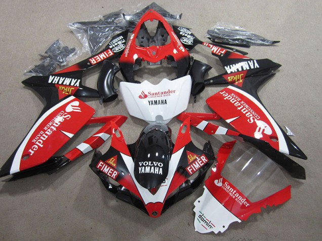 2007-2008 Black Red White Santander Yamaha YZF R1 Motorbike Fairing Kits UK Factory 2007-2008 Black Red White Santander Yamaha YZF R1 Motorbike Fairing Kits UK Factory