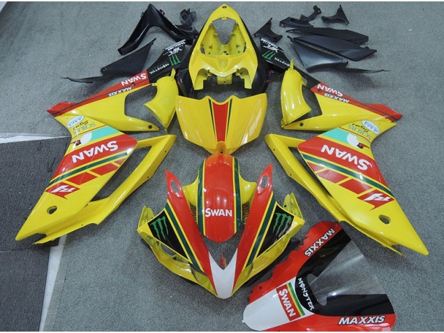 2007-2008 Yellow Red Swan Yamaha YZF R1 Moto Fairings UK Factory 2007-2008 Yellow Red Swan Yamaha YZF R1 Moto Fairings UK Factory