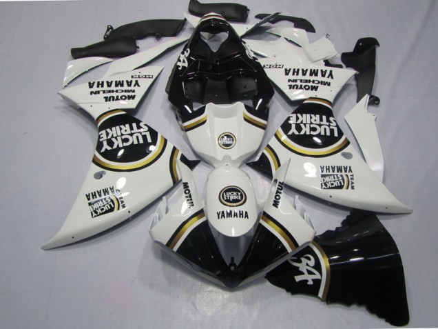 2009-2011 Black White Lucky Strike Yamaha YZF R1 Motorcycle Fairings Kits UK Factory 2009-2011 Black White Lucky Strike Yamaha YZF R1 Motorcycle Fairings Kits UK Factory
