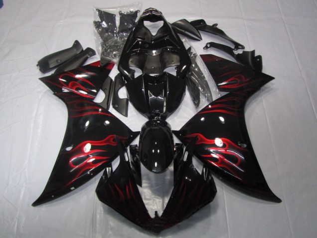 2009-2011 Black Red Flame Yamaha YZF R1 Motor Fairings UK Factory 2009-2011 Black Red Flame Yamaha YZF R1 Motor Fairings UK Factory