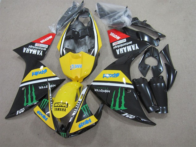 2009-2011 Black Yellow Motul Monster Yamaha YZF R1 Bike Fairing UK Factory 2009-2011 Black Yellow Motul Monster Yamaha YZF R1 Bike Fairing UK Factory