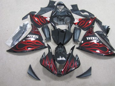 2012-2014 Black Red Flame Yamaha YZF R1 Motor Fairings UK Factory