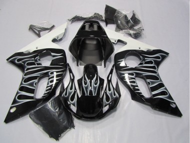 1998-2002 Black White Flame Yamaha YZF R6 Motorcycle Fairing UK Factory