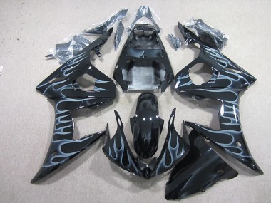 2003-2005 Black with Flame Yamaha YZF R6 Motorcyle Fairings UK Factory