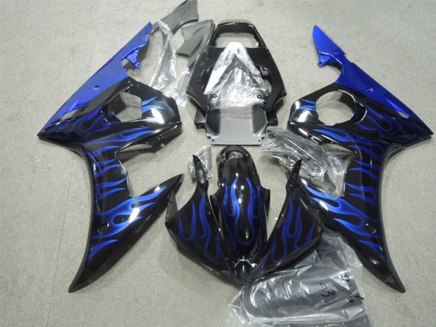2003-2005 Black Blue Flame Yamaha YZF R6 Bike Fairings UK Factory