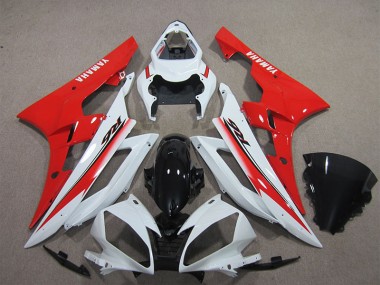 2006-2007 White Black Red Yamaha YZF R6 Replacement Motorcycle Fairings UK Factory