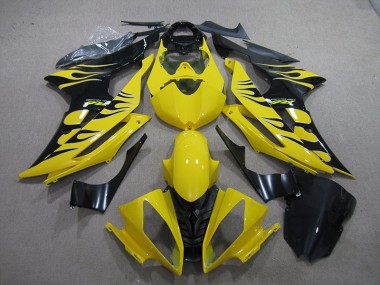 2008-2016 Yellow Black Flame Yamaha YZF R6 Motor Bike Fairings UK Factory