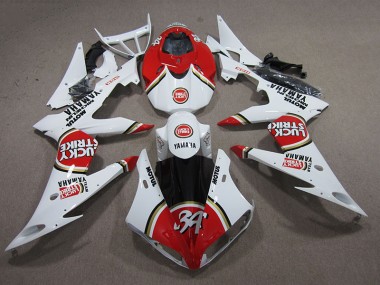 2008-2016 Red White Lucky Strike Yamaha YZF R6 Replacement Motorcycle Fairings UK Factory
